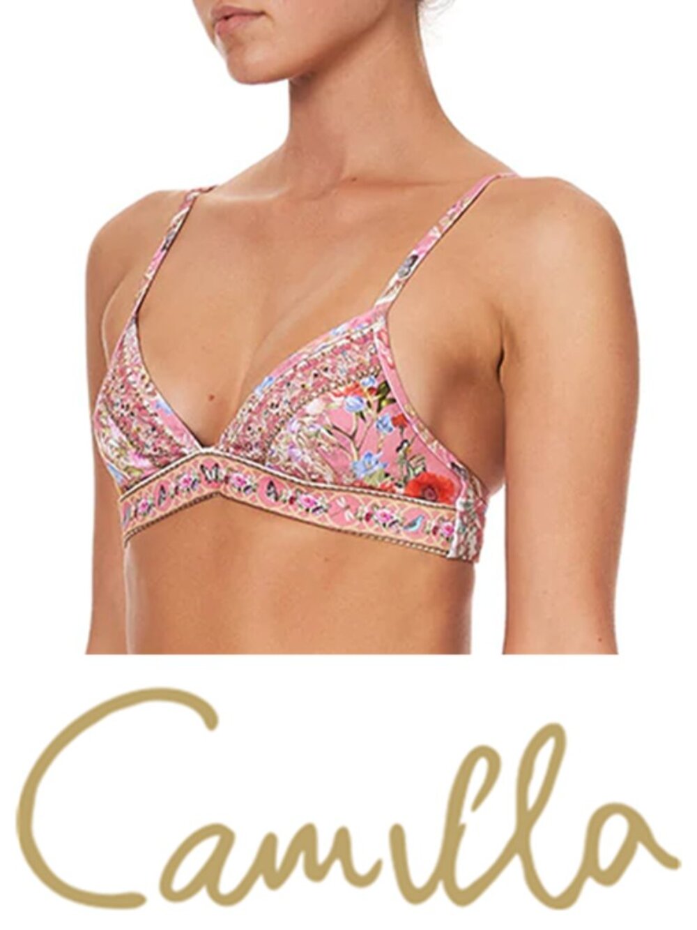 Camilla Patchwork Heart Soft Cup Bra Bralette Crop Top Size XS - Picture 11 of 13